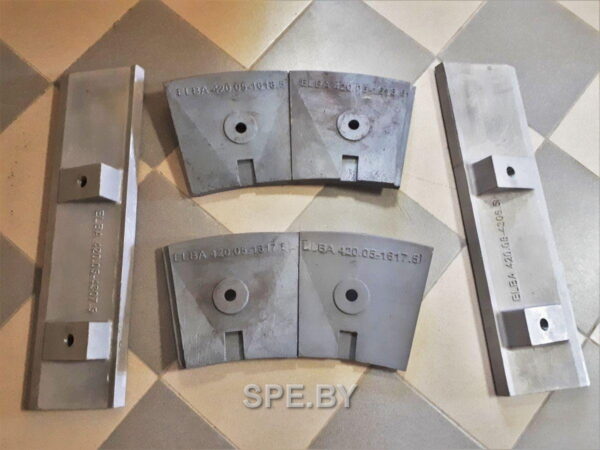 Лопатка смесителя Elba 420.05-1617.5, 420.05-1618.5; Боковая лопасть 420.05- 4306.5, 420.05- 4307.5