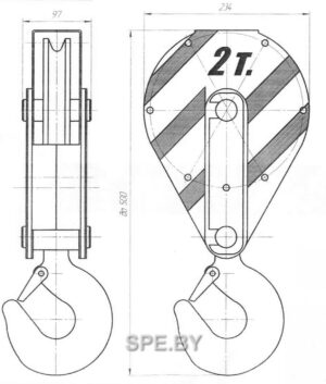 Подвеска крюковая ПК-2,0-1-10А-200-12 - схема