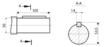 Редуктор 1Ц2У-160 выходной цилиндрический вал - чертеж