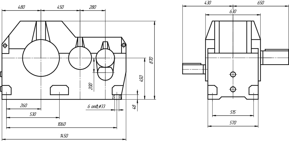 Редуктор 1Ц3У-450Н - чертеж