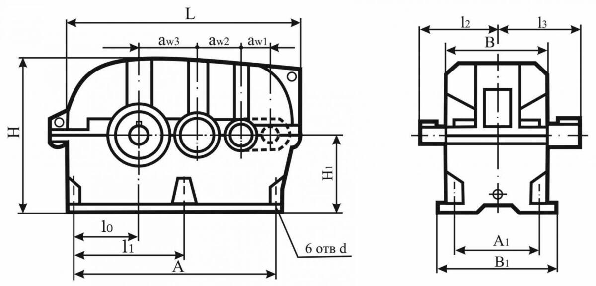 Редуктор 2Ц2-200Н - чертеж
