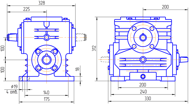 Редуктор 5Ч-100 сборка 52 - чертеж