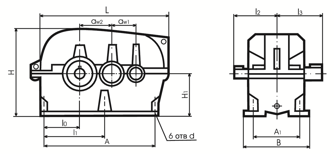 Редуктор 5Ц2 - чертеж