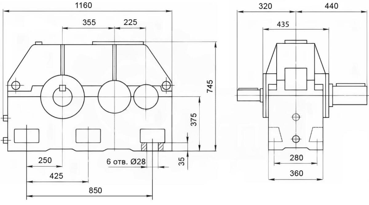 Редуктор Ц2У-355Н - чертеж