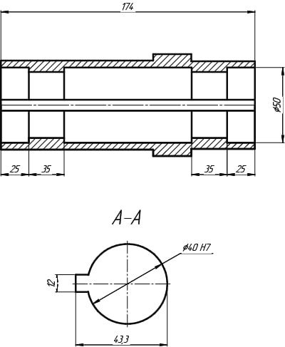 Редуктор Ц3ВК-100 выходной полый шпоночный вал - чертеж