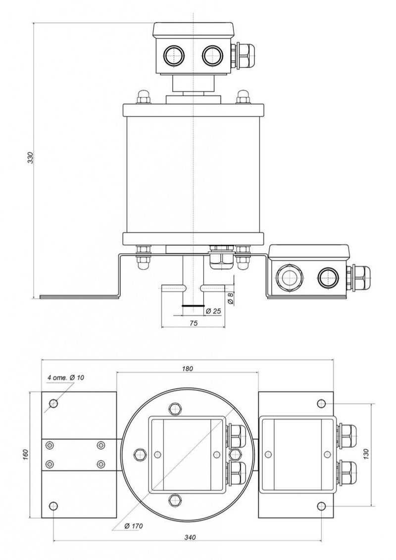Токоприемник КТИ-8-16А IP67-чертеж