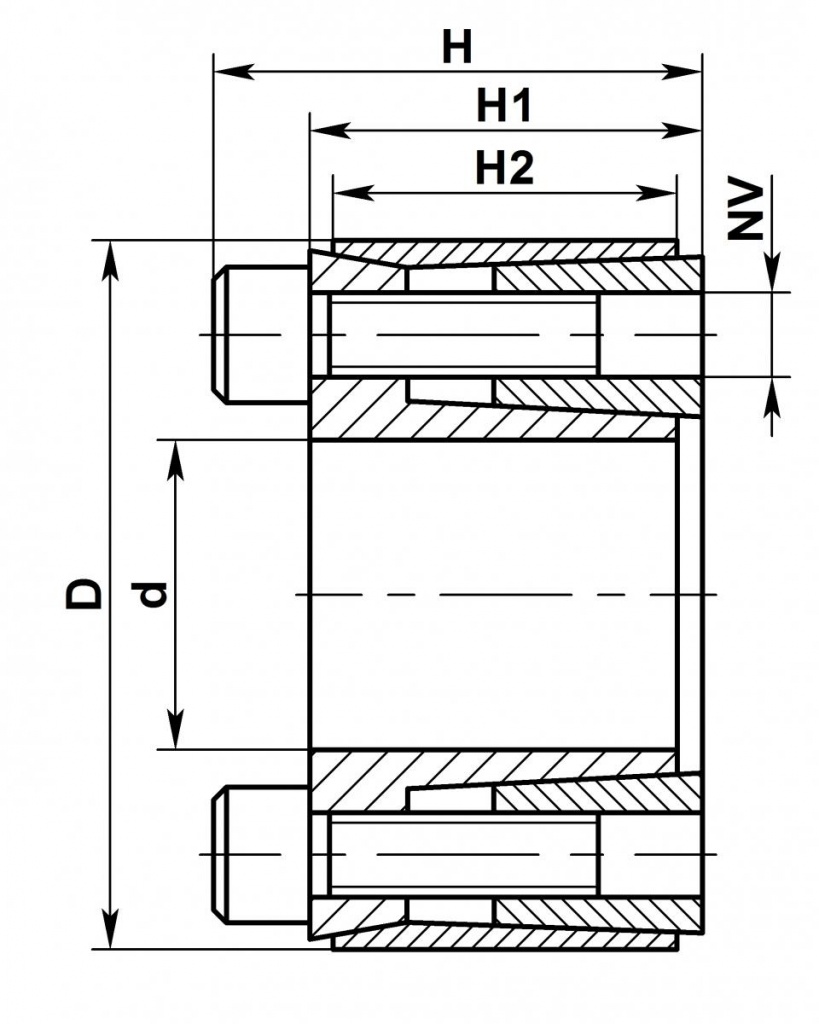 Втулка быстрозажимная KLHH - чертеж